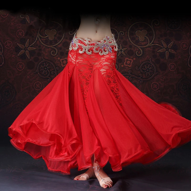 Женский костюм для танца живота кружевная одежда из спандекса с длинной юбкой