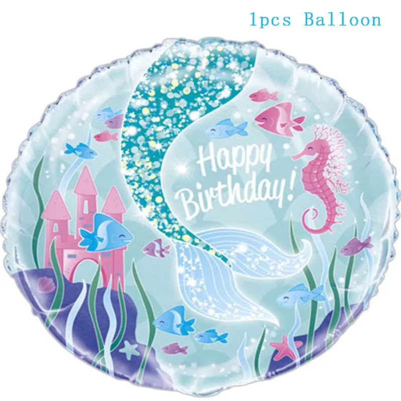 18inch balloon Русалочка День Рождения украшения Русалка Вечерние одноразовые наборы посуды торт Топпер Baby Shower Girl 1st день рождения партии - Цвет: 18inch balloon