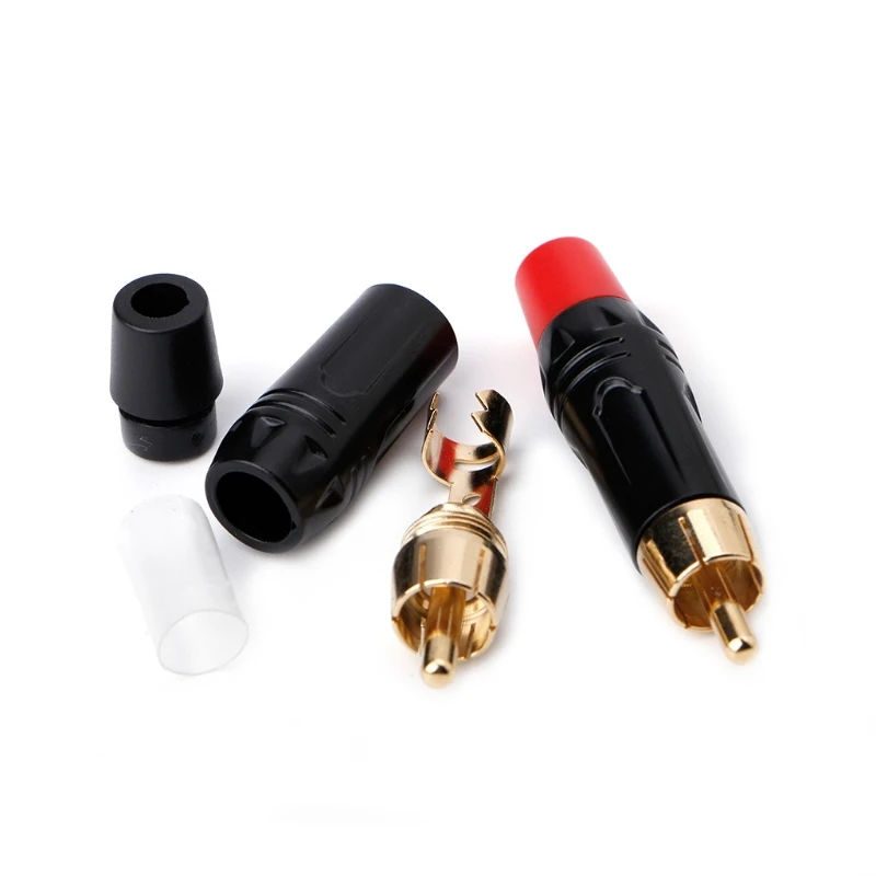 1 пара 5.5 мм RCA разъем мужской Золотое покрытие Звуковой адаптер черный красный