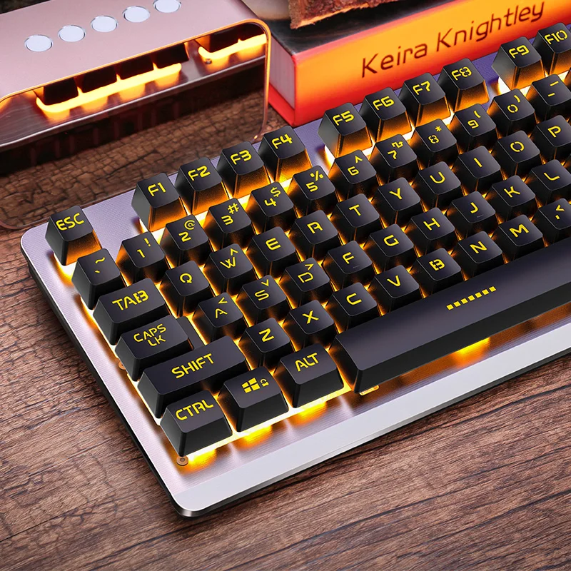 Проводная светодиодный вая USB клавиатура со светодиодной подсветкой 104