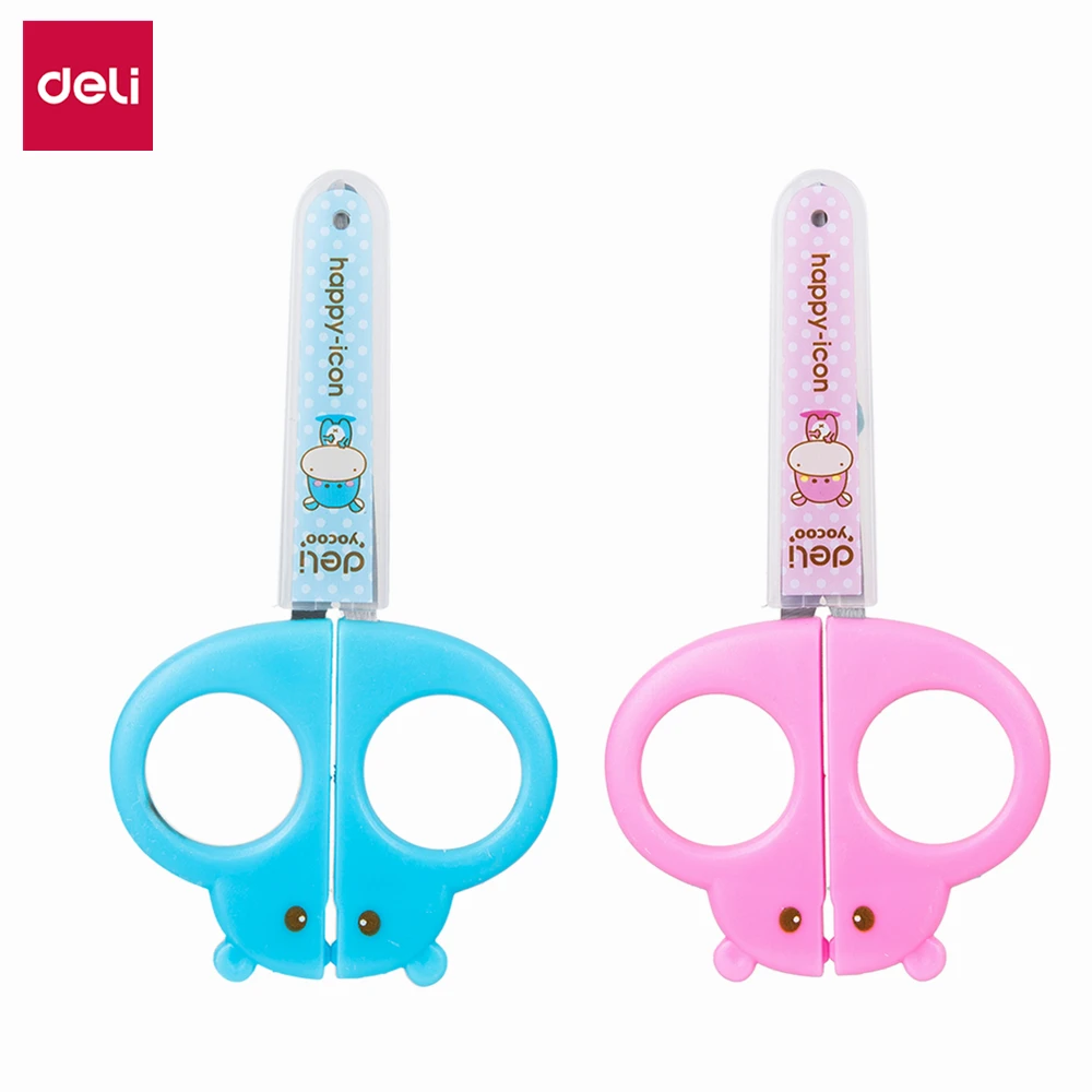 

DELI School Scissors Scissor with sleeve 128 mm cute Hippo hand craft scissors paper for kids & student stationery
