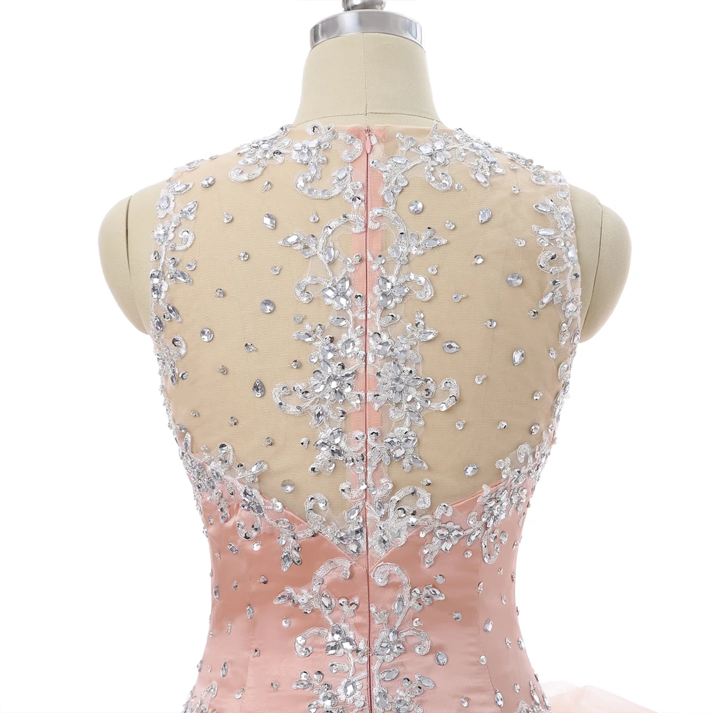 Персиковое недорогое бальное платье Quinceanera милое из органзы с кружевной