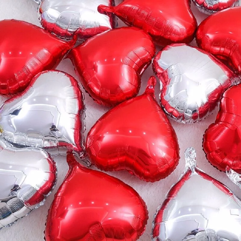 red-silver 10 шт. 18 дюймовый смешанный шар в форме сердца баллон из Гелий Фольги для свадьбы декоративный для Бэйби шауэра украшения для дня рождения детей - Цвет: red-silver