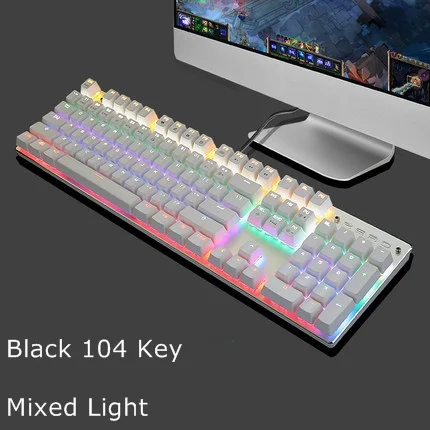 White 104 Mix Light ZERO Проводная Механическая игровая клавиатура с подсветкой, анти-привидение, 87/104 красный, черный, синий переключатель для ПК, ноутбука, бесплатные Русские наклейки - Цвет: White 104 Mix Light