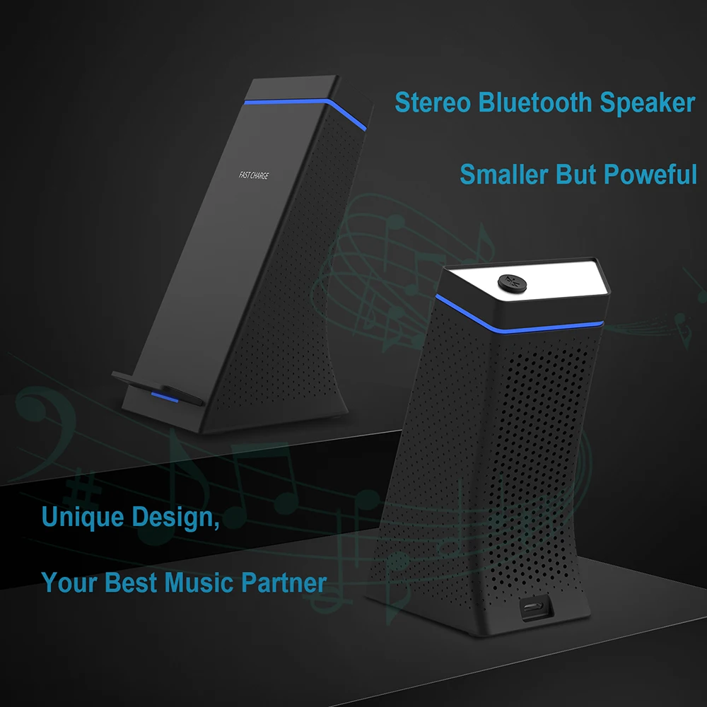 Bluetooth динамик с быстрой беспроводной зарядкой держатель подставка для телефона