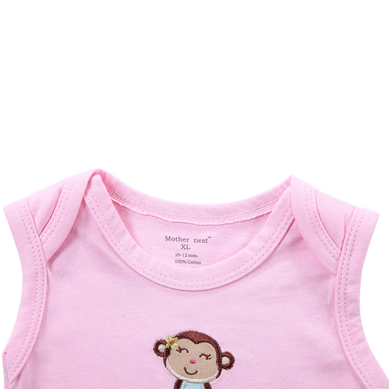 3PCS Бренд Spring Cute Обезьяна Девочки Bodysuit ребенок боди Теплый Короткие без рукавов