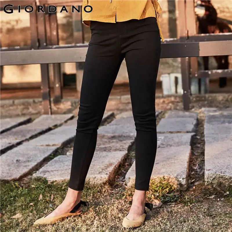 Giordano женские брюки с высокой посадкой Causl эластичные черные женское зауженный