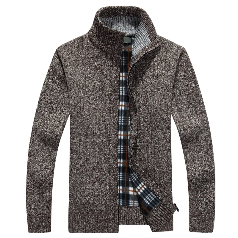 2018 Men Thick Stand Collar Knit Sweaters Solid Colour Mens Sweater Zipper Design Warm Cardigan Jacket Slim Outwear |
