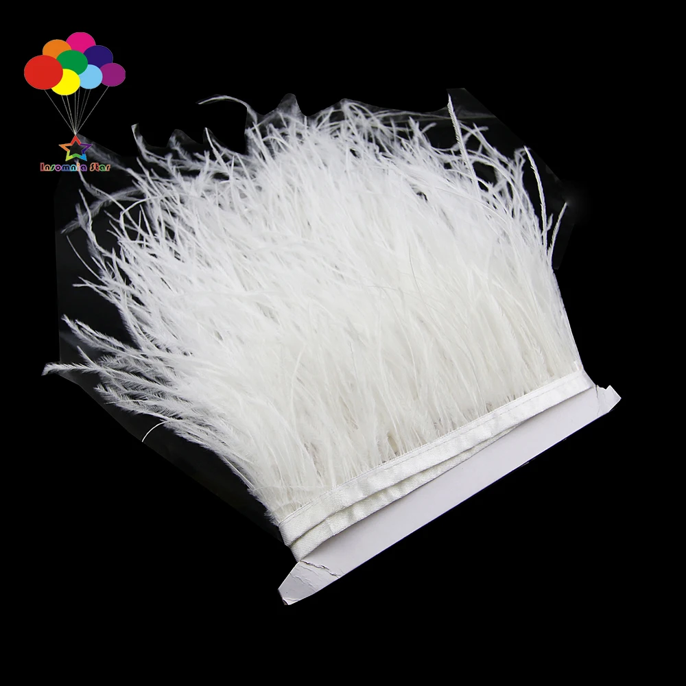 Красивая Белая лента Ostrich перьевая ткань Trims 5/10 6 дюймов/8 15 см для карнавального