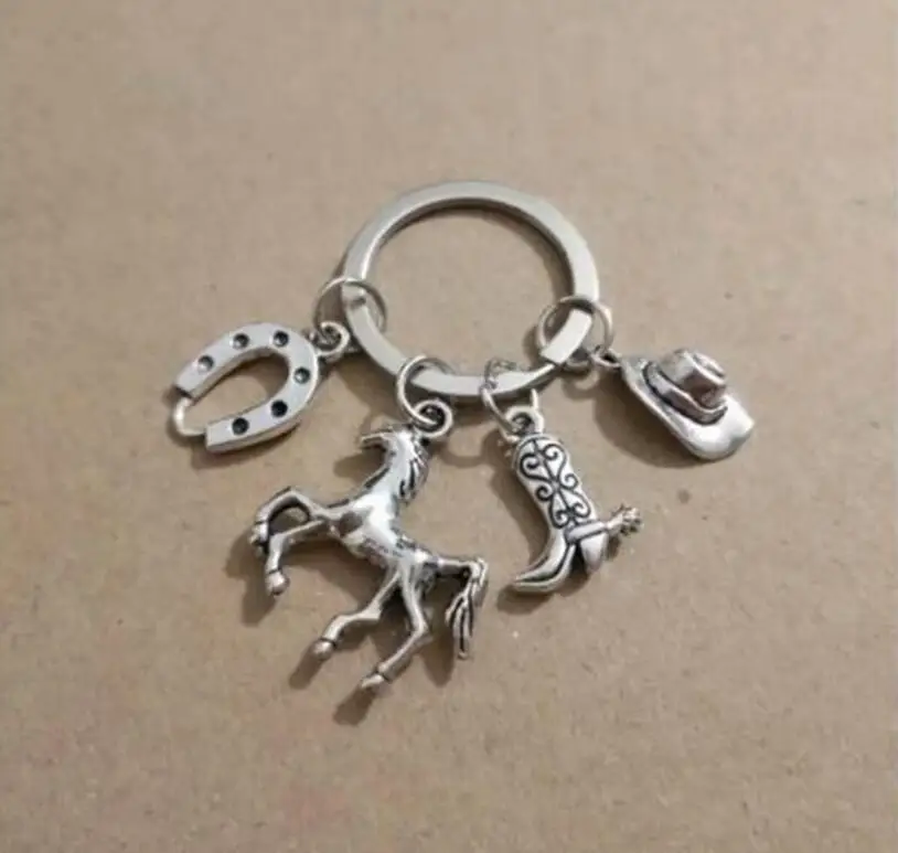 1 шт./лот ковбойские сапоги ковбойская шляпа лошадь брелок для ключей