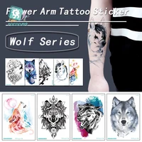 hot sale wolf temporary tattoo stickers waterproof animal tattoos adult men women hand body art 2115cm fake tattoo taty
