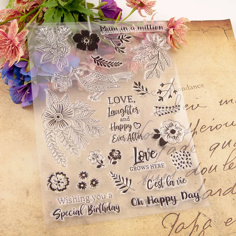 Красивые металлические штампы для резки цветов птиц или резиновые прозрачные