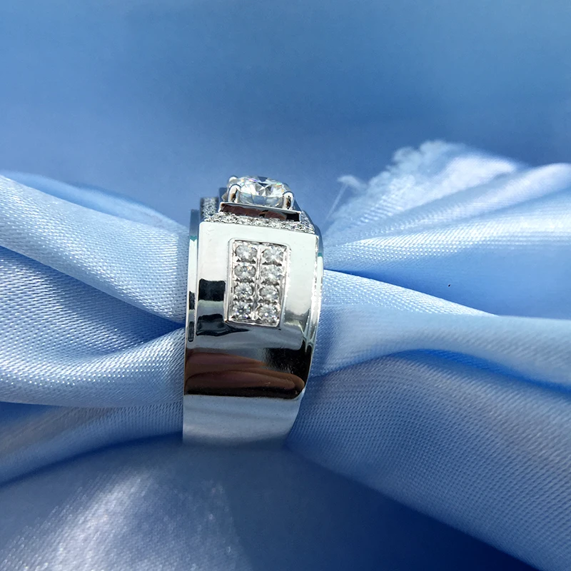 Круглое серебряное кольцо Moissanite с покрытием из белого золота 18 К 1ct 6 5 мм