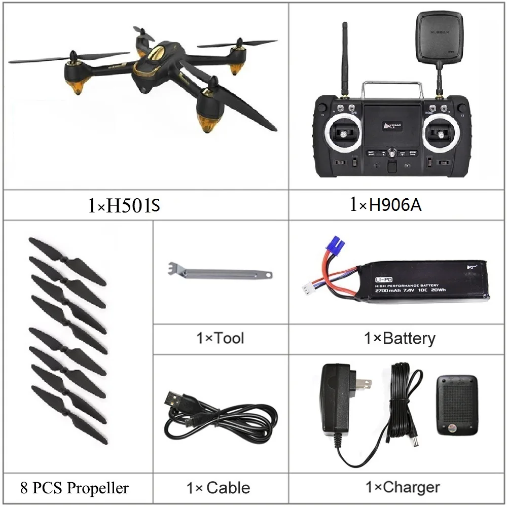 Квадрокоптер Hubsan H501S H501SS X4 Pro 2019G FPV Бесщеточный с HD камерой 5 8 P GPS RTF режим Follow Me