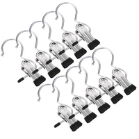 10pcs portable stainless steel hook clothes pin shoe pants hanger clips travel tools