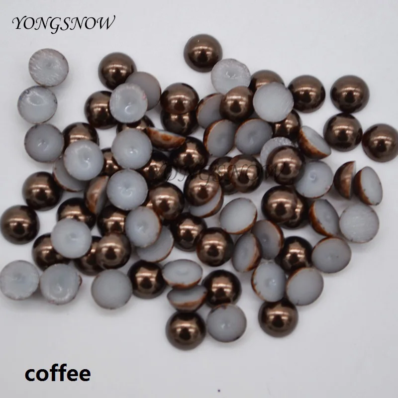 Coffee 300 шт 6 мм полукруглые бусины имитация жемчуга с плоской задней стороной акриловые бусины Сделай Сам дизайн ногтей Наклейка ювелирные изделия Аксессуары для свадебного украшения - Цвет: Coffee