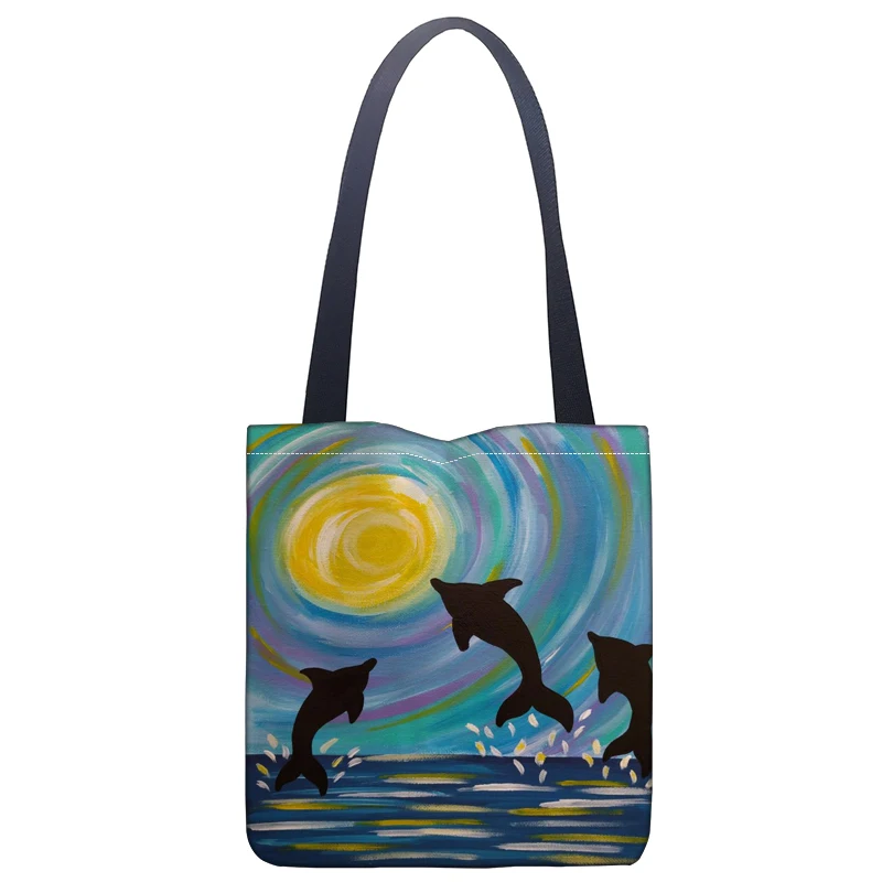 Сумка-тоут с дельфином для покупок складная Экологически чистая многоразовая