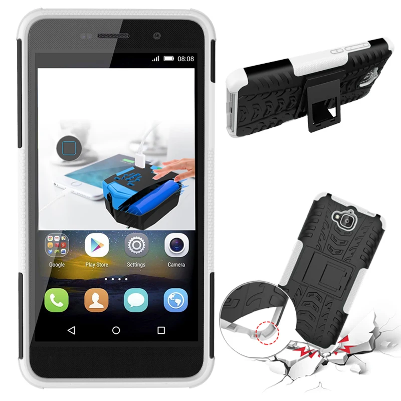 White Для huawei Honor 4C Pro TIT L01 U02 Y6 Pro Y 6 Y6Pro TIT-U02 TIT-L01 чехол Гибридный Силиконовый Жесткий пластиковый Чехол-подставка для телефона - Цвет: White