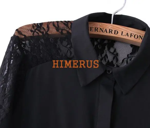 2014 New Fashion Korean Women's Tops Girl Long Sleeve Lace Shirt Chiffon Blouse Splicing White/Black Free shipping 11004 |