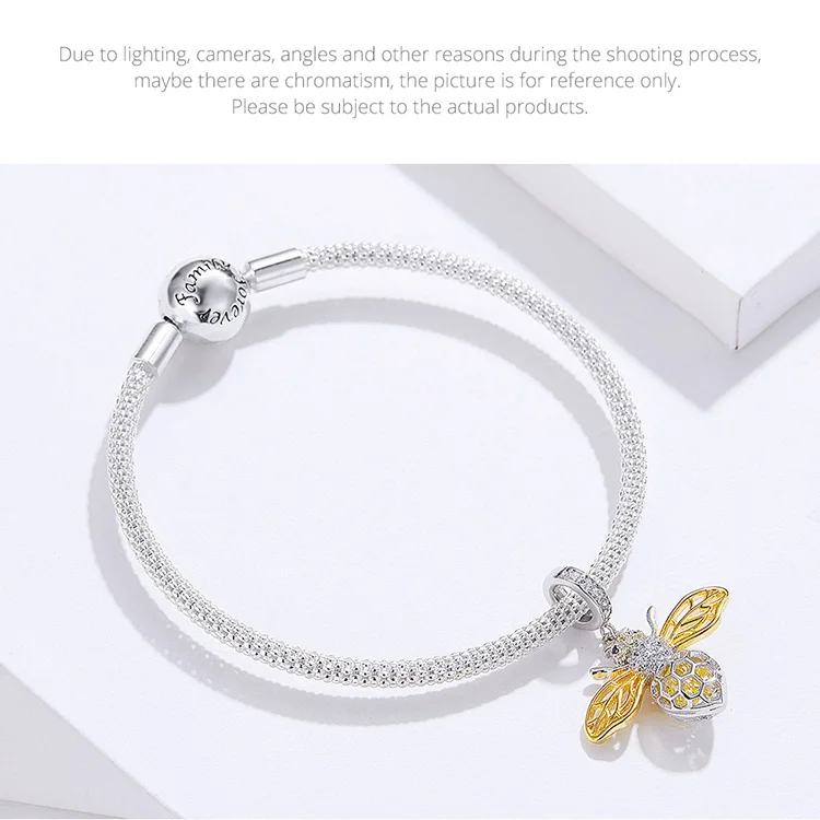 bamoer Original Design Queen Bee Pendant Charm Bracelet Sterling Silver 925 DIY Jewelry Bracelets for Women Luxury Brand SCB830