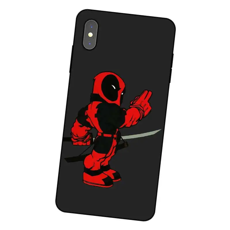 P038 Дэдпул Nobby Черный силиконовый чехол для Apple iPhone 11 Pro XR XS Max X 8 7 6 6S Plus 5 5S SE |