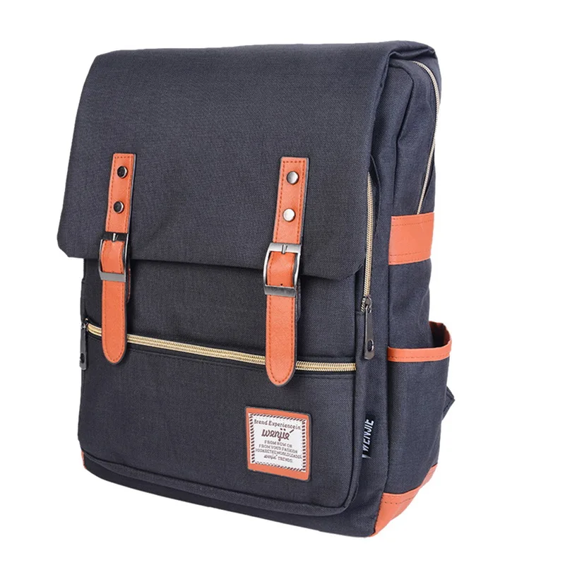 Мужской черный холщовый рюкзак для студентов школьный подростков повседневный