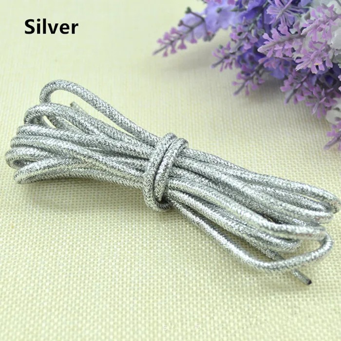 Silver Блестящие золотые и серебряные яркие круглые шнурки 15 цветов 113 см кроссовки спортивная обувь шнурки - Цвет: Silver