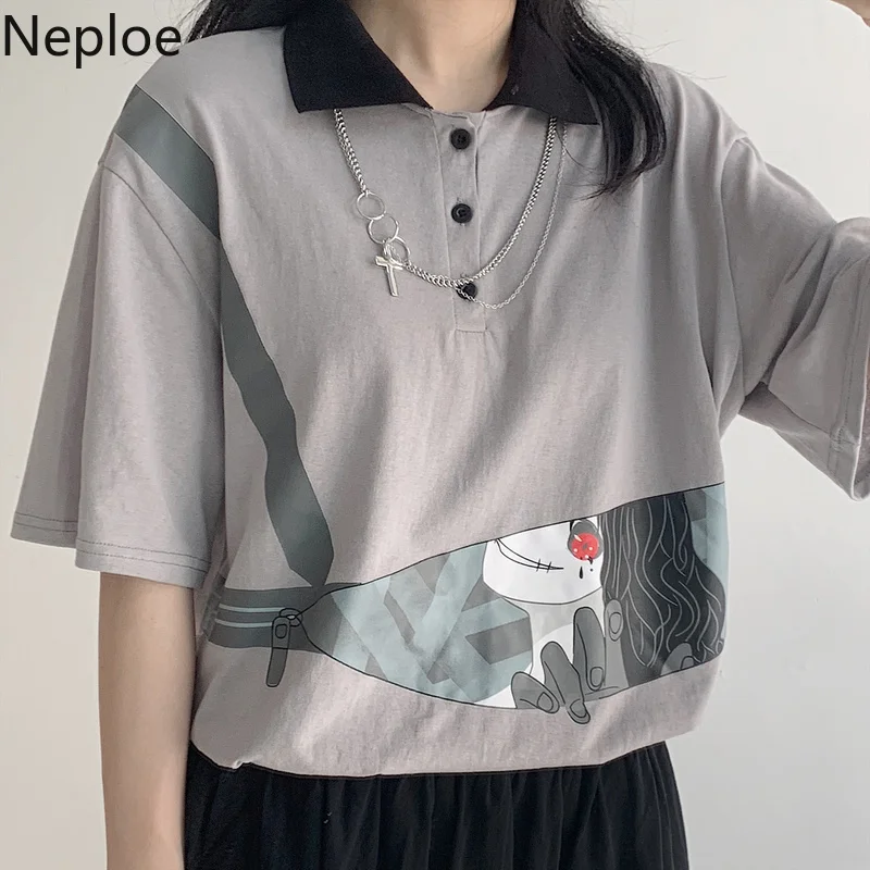 Neploe Goth свободные футболки готика Харадзюку мода уличная Лето 2019 японский принт