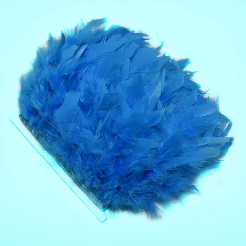blue 1 м/лот, черные пушистые перья индейки, отделка, бахрома, 10-15 см, окрашенная лента с перьями марабу, сделай сам, праздничная одежда, платье, Шлейфы - Color: blue