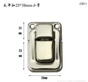 Nickel plating 10 шт. 25*37 мм античный Засов защелка железная тумблер Пряжка для деревянной коробки ювелирных изделий чемодан декоративная навесной замок, оборудование аксессуары - Цвет: Nickel plating