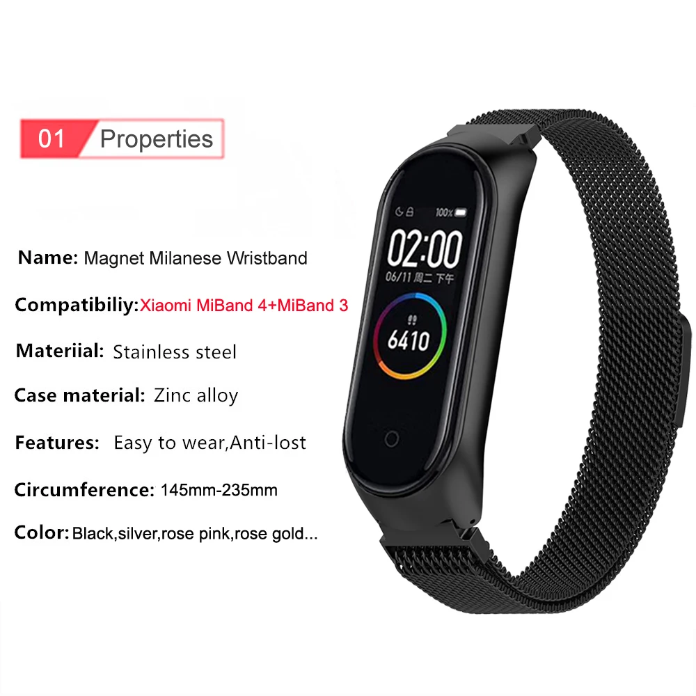 Браслет для Mi Band 4 ремешок Miband 4/3 Металл Нержавеющая сталь Миланская Магнитная Mi Band 4 3 ремешок на руку аксессуары для ремня