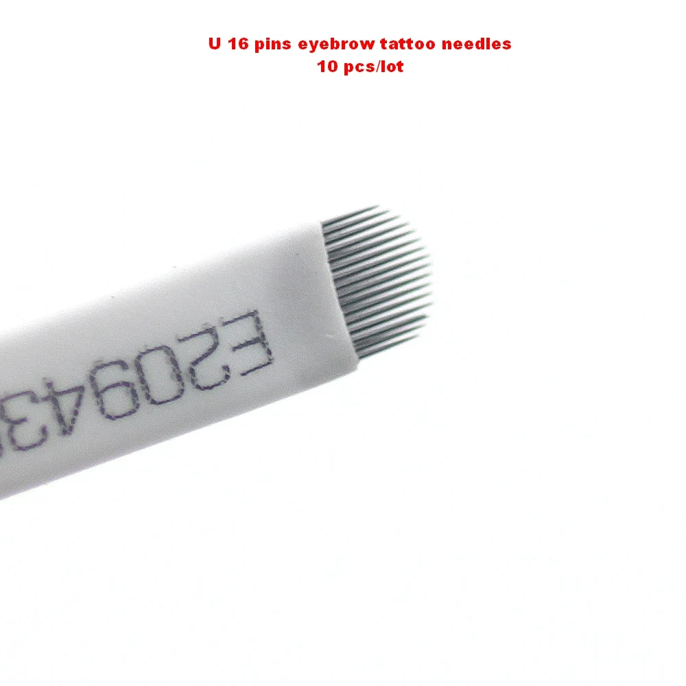 

10pcs/lot U Shape 16 Pin Permanent Makeup Eyebrow Tattoo Blade Microblading Needles For 3D Embroidery Manual Tattoo Pen Machine