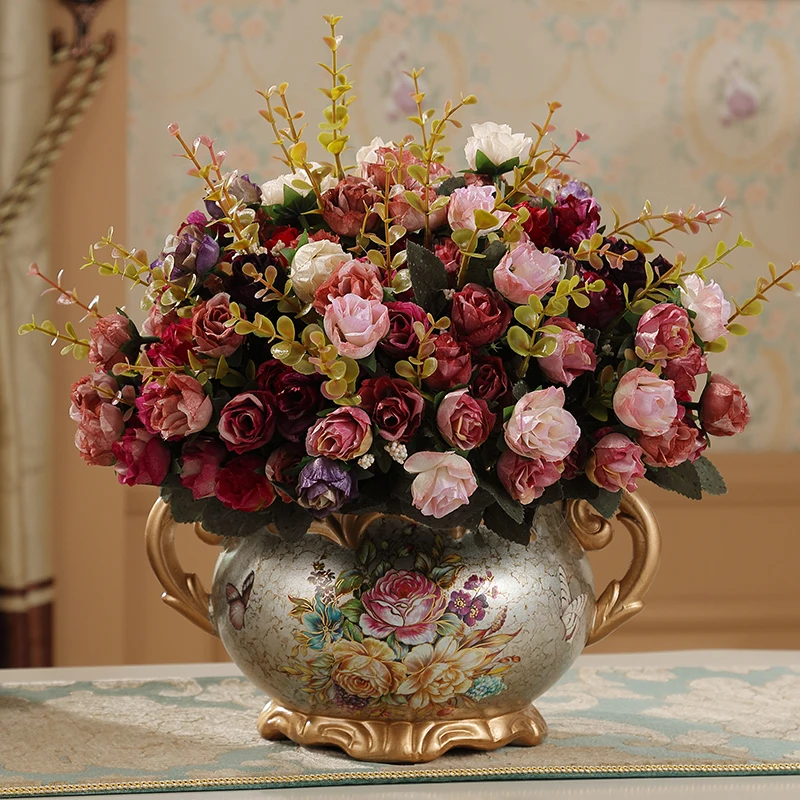 

European style retro ceramic vase floral decoration fashion table living room decor vase