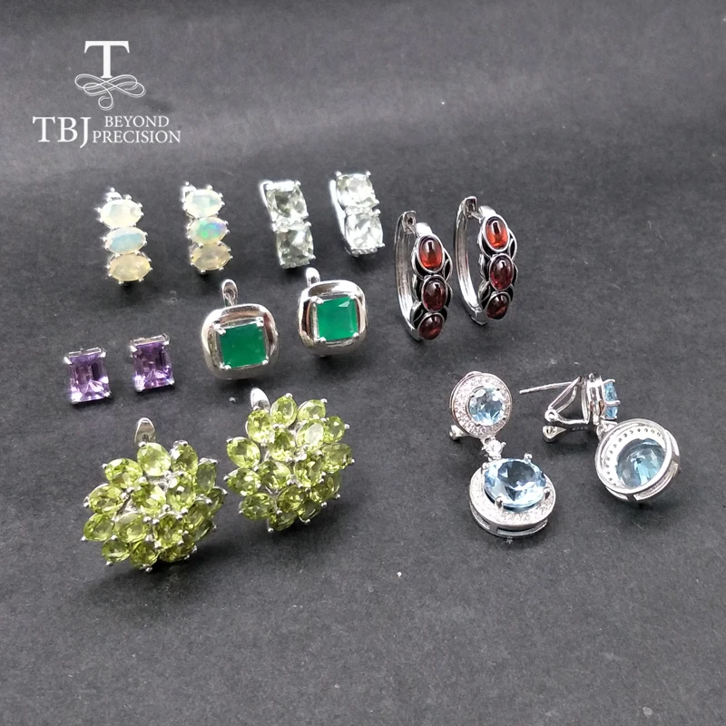 TBJ 2019 натуральный драгоценный камень 925 серебряные ювелирные изделия серьги на