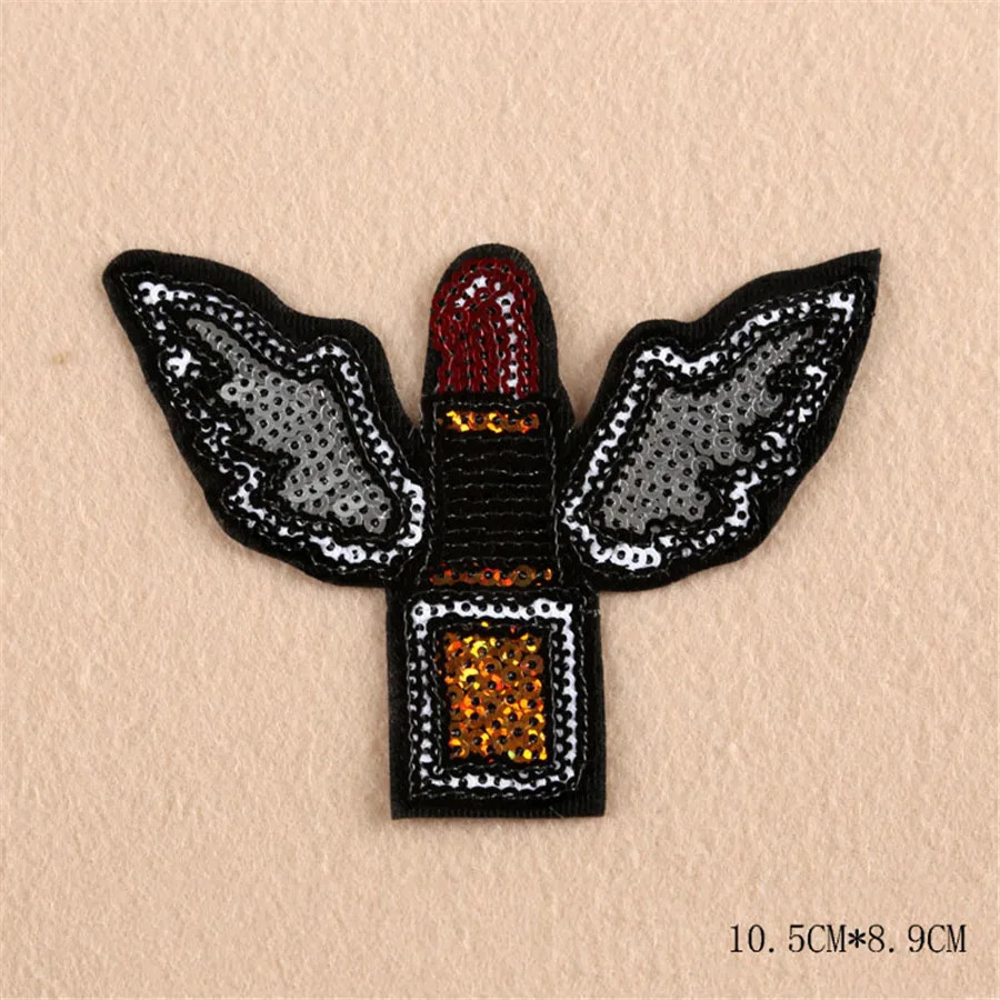 PF 7pcs/lot Sequin Patch Lipstick Flower Patches for Cloth Embroidery Badges on Backpack Dress Applique Decoration Sticker AD002 | Дом и сад