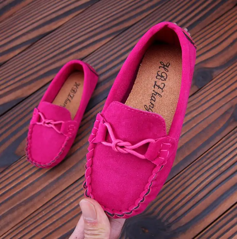 Rose red Размеры 21-35; детская мягкая обувь из ПУ кожи; Лоферы для мальчиков; мокасины для девочек; гибкая обувь для малышей; весенне-Осенняя обувь для мальчиков - Цвет: Rose red