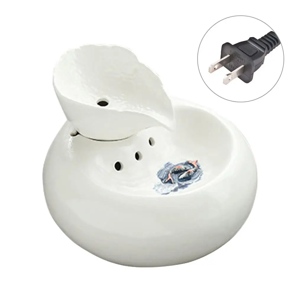 White US Plug ЕС/США умная керамика кошка питатель Автоматическая Циркулирующая вода питатель ПЭТ диспенсер для воды 3D фонтан воды бассейна 20E - Цвет: White US Plug