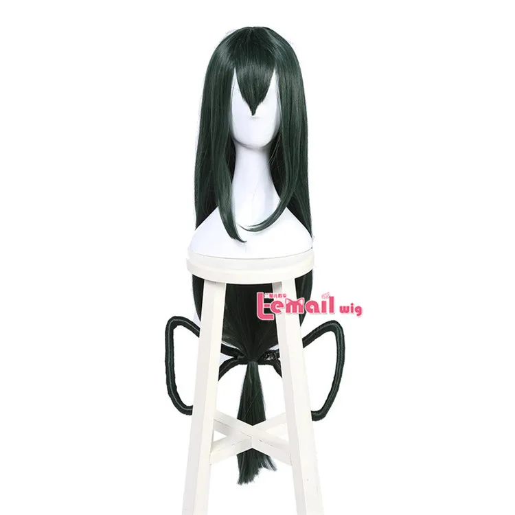 Парик L-email, My Hero Academy Tsuyu Asui, косплей, парики, фроппи, косплей, длинный зеленый парик, парик на Хэллоуин, синтетические волосы, термостойкие