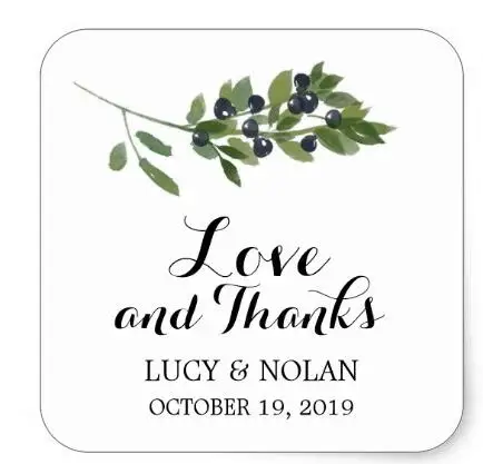

1.5inch Watercolor Olive Orchard Favor Thank You Square Sticker