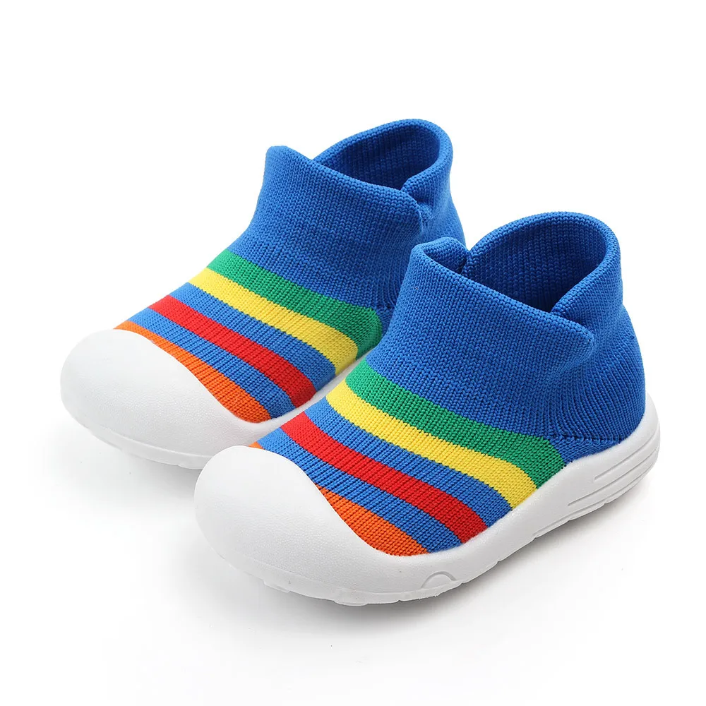 B First Walkers Baby Boys Girls Rainbow Anti-Slip Shoes Soft Soled Newborn Infant Pre-Walker - Цвет: B
