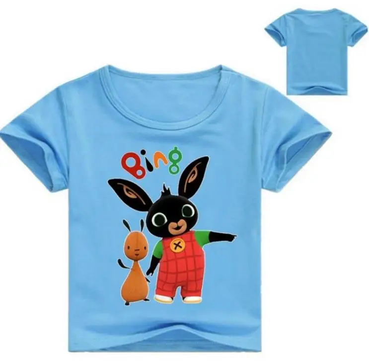 Детская летняя одежда детская игровая футболка Bing Bunny/футболка с 3D принтом для мальчиков и девочек топы с рисунками для девочек, футболки От 3 до 14 лет с кроликом - Цвет: style 17