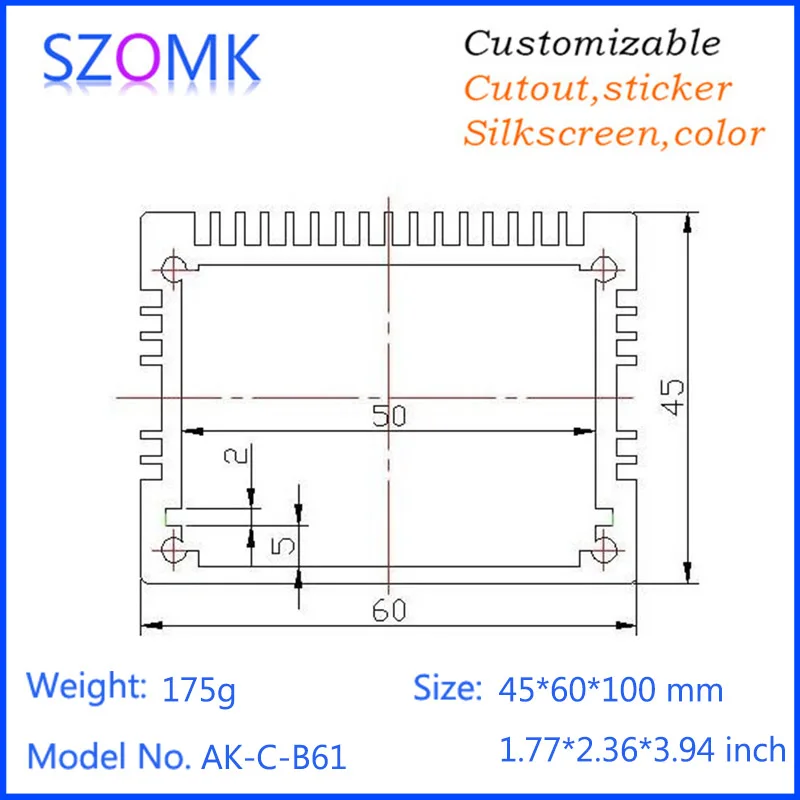 10 шт. алюминиевый усилитель для электроники 45*60*100 мм|enclosure firewire|enclosure electronicenclosure case