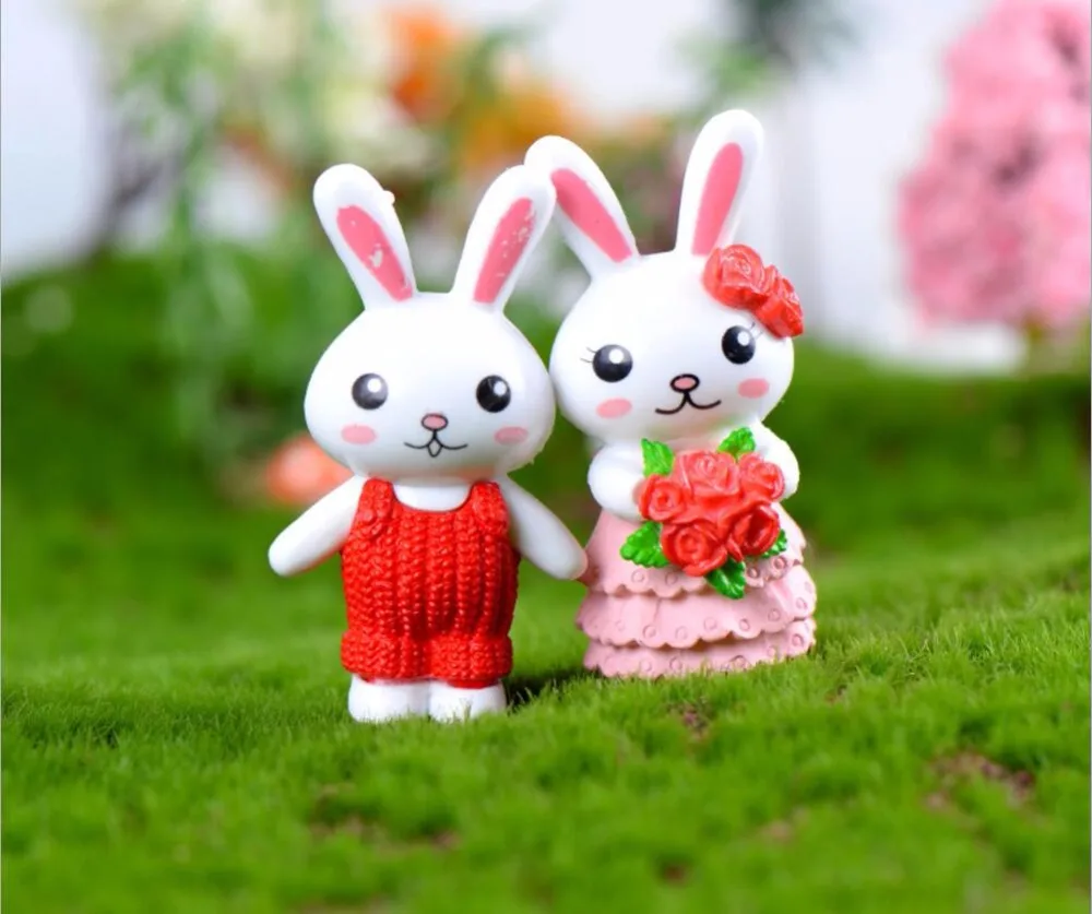 6 шт./компл. милый кролик из смолы аксессуары для дома сада украшения тортов