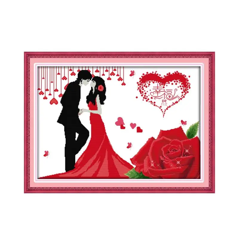 Вышитые красные розы ручной работы Поцелуй невесты и жениха|cross stitch embroidery|embroidered