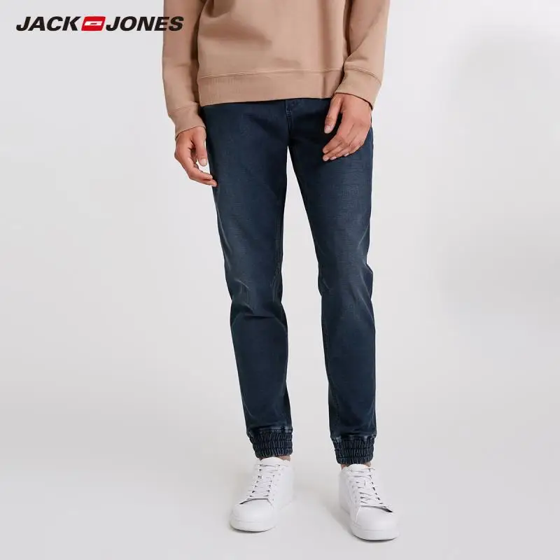 Мужские классические джинсы JackJones Стрейчевые хлопковые повседневные с завязками