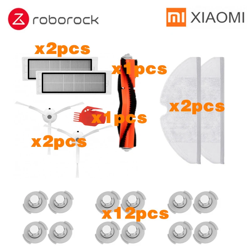 Для Xiaomi Roborock S50 Запчасти для пылесоса боковая щетка+ HEPA фильтр+ основная щетка+ фильтр резервуара для воды+ тряпки для швабры аксессуары для Roborock - Цвет: roborockMOPZUHE20