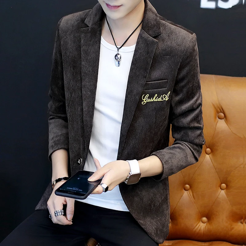 

COHO 2020 small corduroy blazer men's cultivate one's morality leisure blazer letters embroidery blazer of England