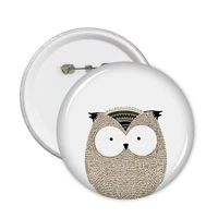 5pcs simplicity style chubby owl illustration round pin badge button clothing patche kid gift brooche