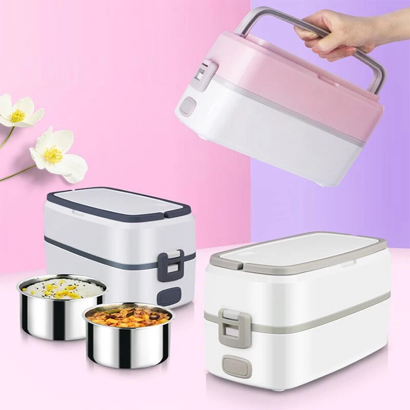 2 вкладыш Нержавеющая сталь электрическое отопление Bento Коробки для обедов, герметичная кружка термос Еда нагревателя теплее контейнер 220V умный дом риса Плита