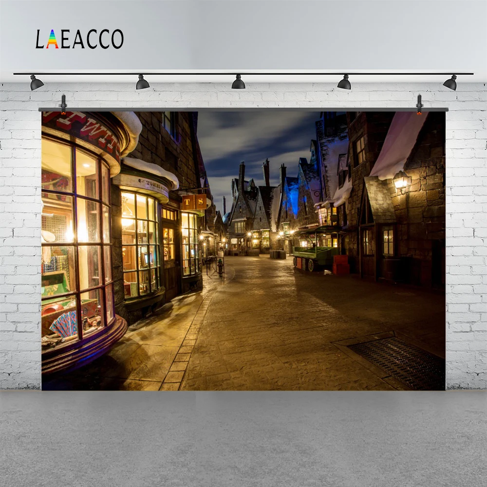Laeacco Old Town Street Night Scenic Photography Backgrounds Customized Digital Photographic Backdrops For Photo Studio | Электроника